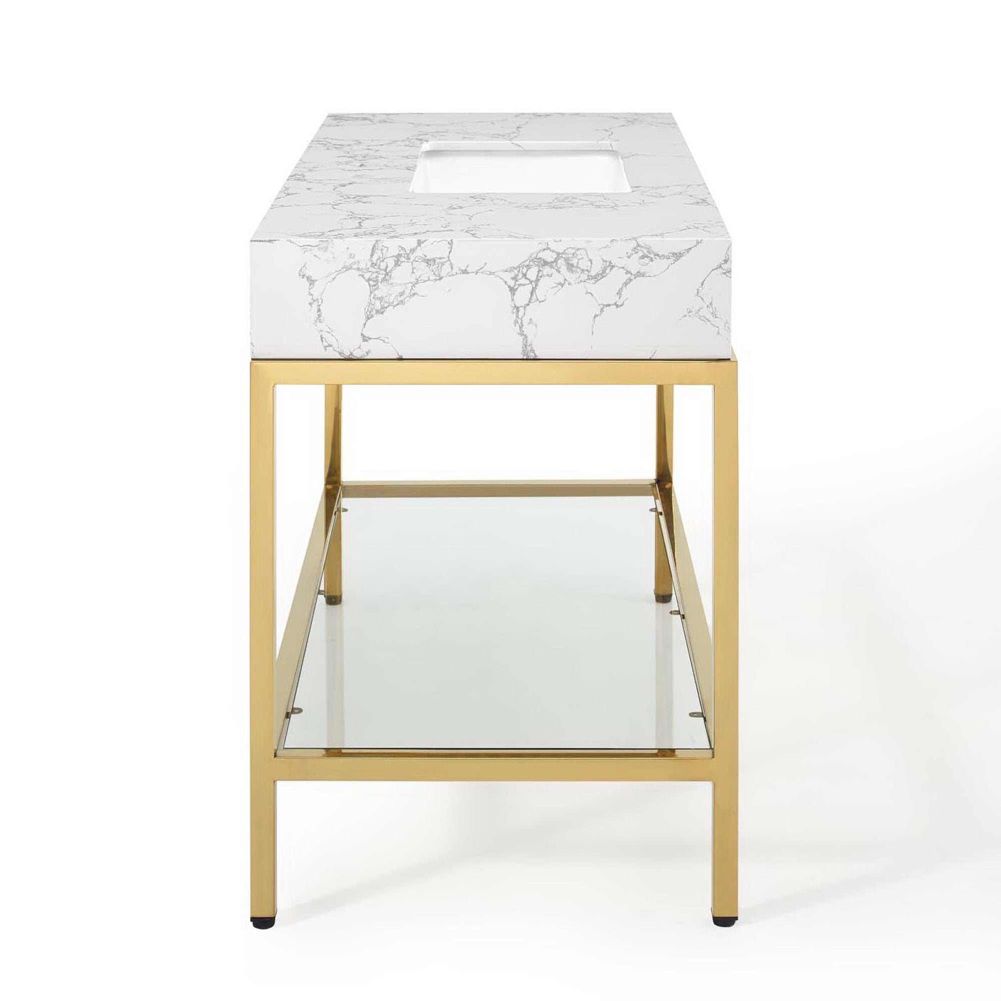 Kingsley 50" Gold Stainless Steel Bathroom Vanity
