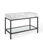 Kingsley 50" Black Stainless Steel Bathroom Vanity - Black White