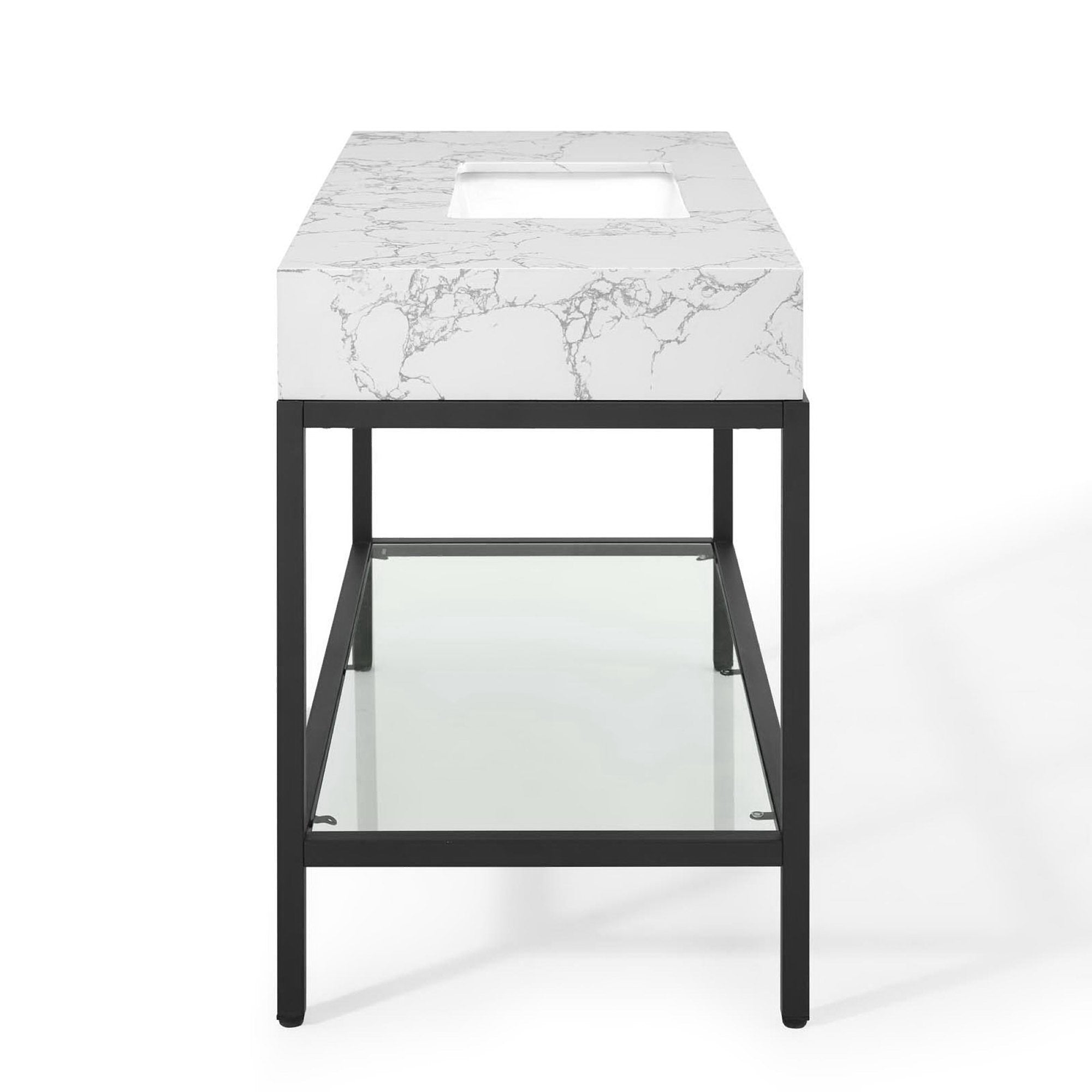 Kingsley 50" Black Stainless Steel Bathroom Vanity