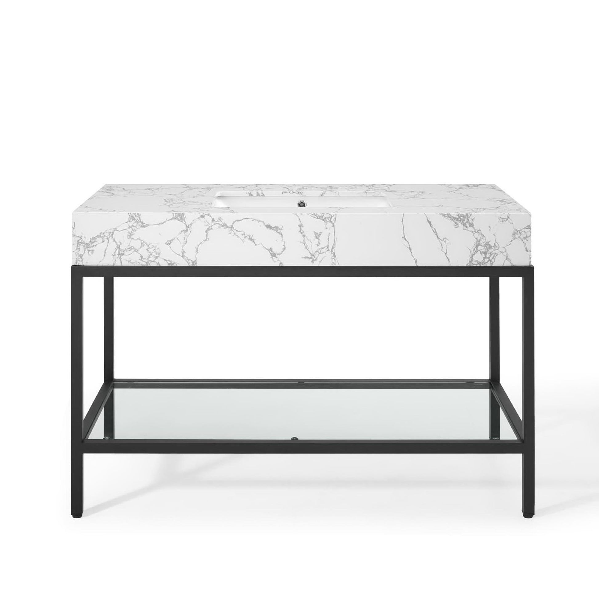Kingsley 50" Black Stainless Steel Bathroom Vanity