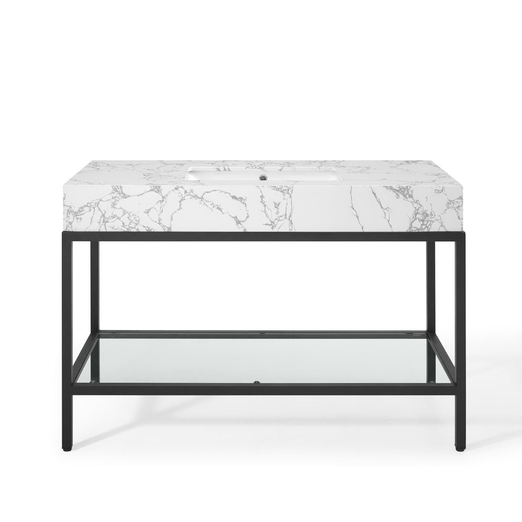 Kingsley 50" Black Stainless Steel Bathroom Vanity