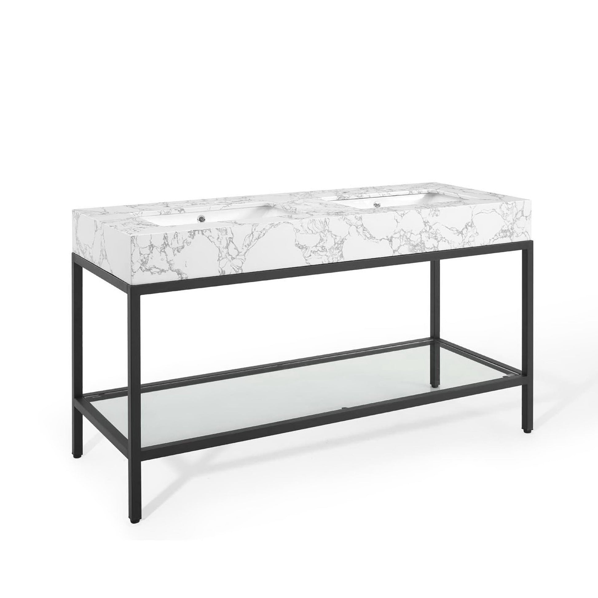 Kingsley Stainless Steel Bathroom Vanity - Black White