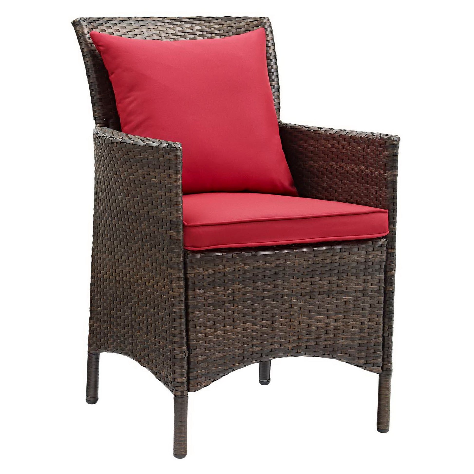 Conduit Outdoor Patio Wicker Rattan Dining Armchair Set of 2 - Brown Turquoise