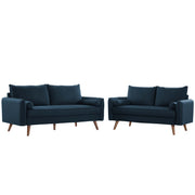 Revive Upholstered Fabric Sofa and Loveseat Set - Azure