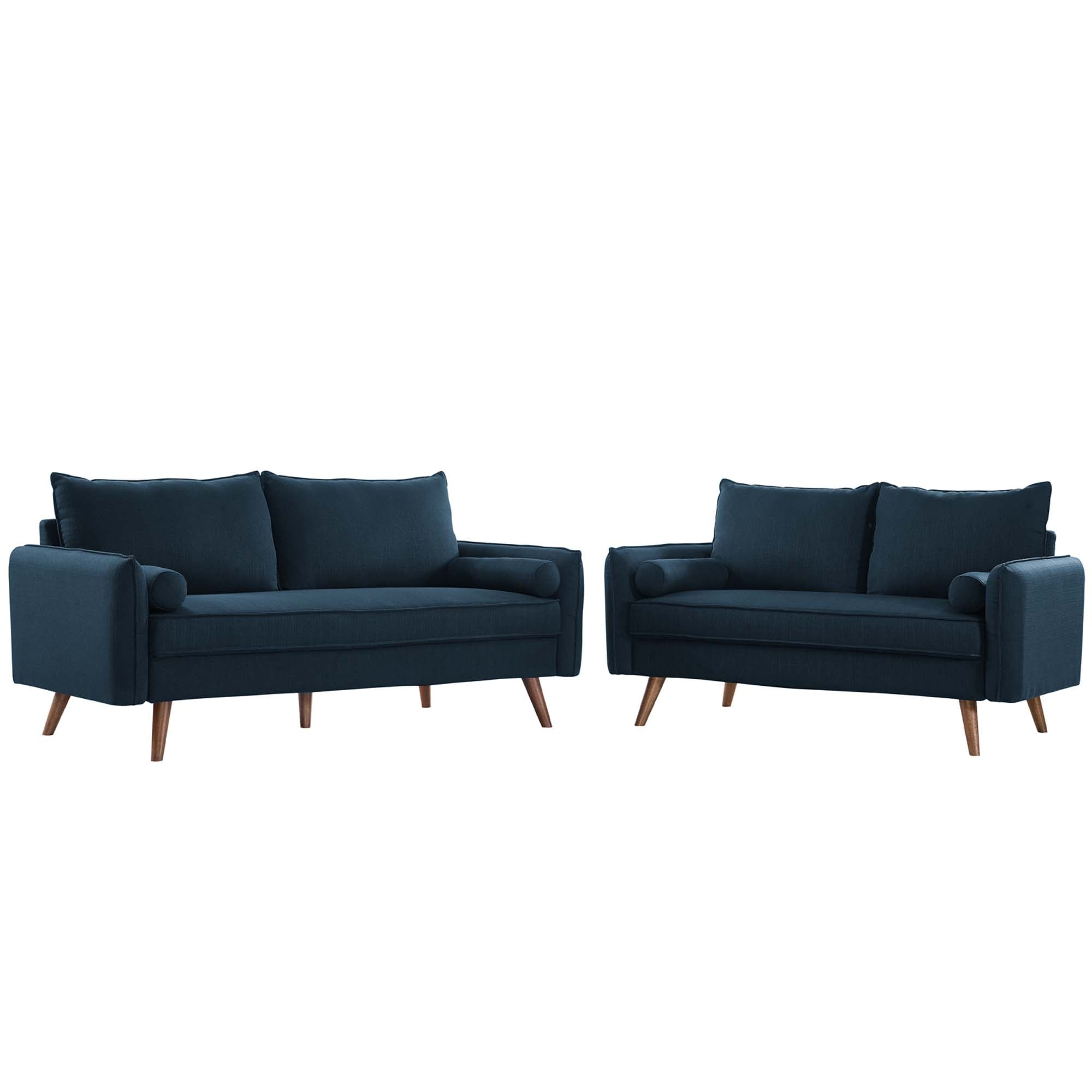 Revive Upholstered Fabric Sofa and Loveseat Set - Azure