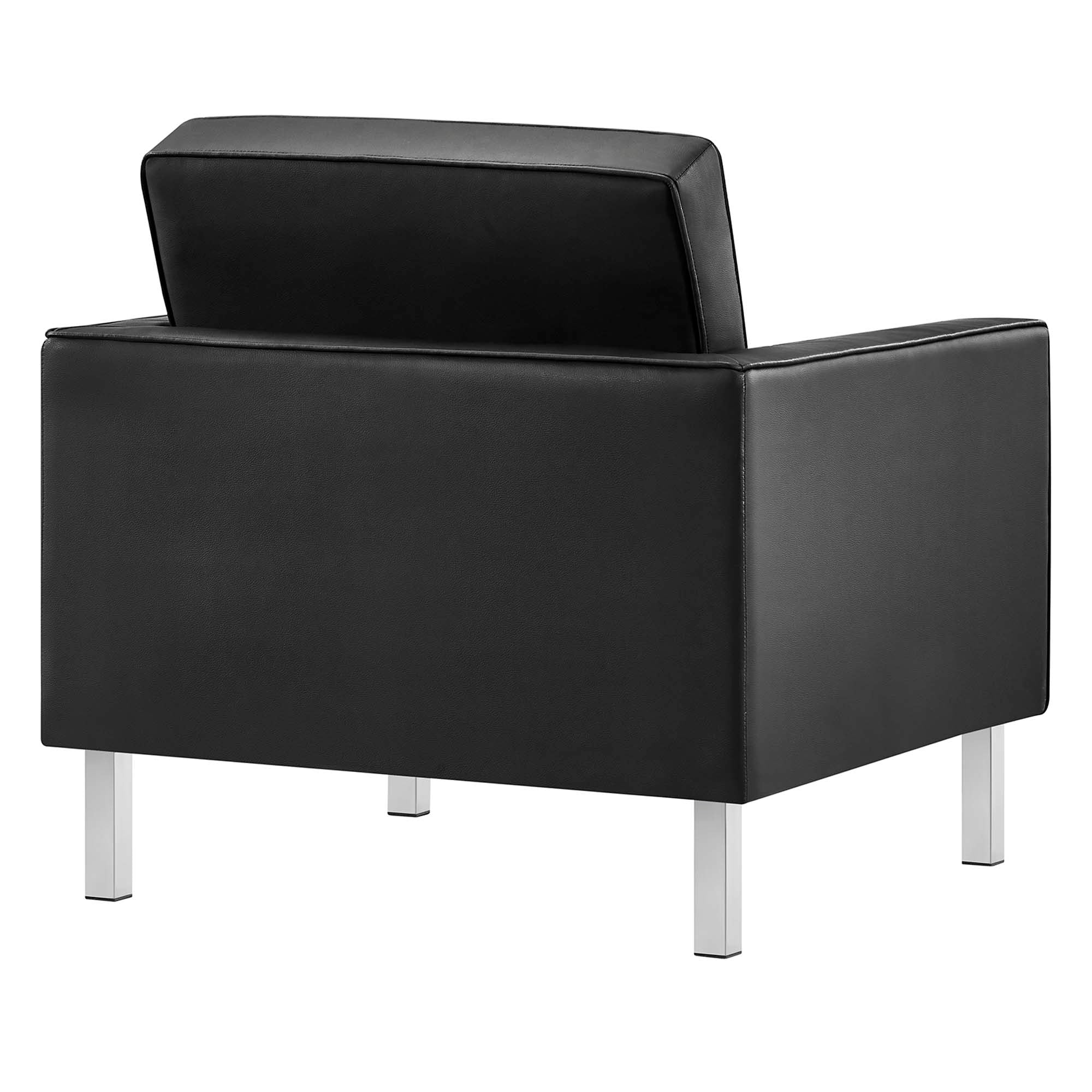 Loft Tufted Vegan Leather Armchairs - Set of 2 - Silver White