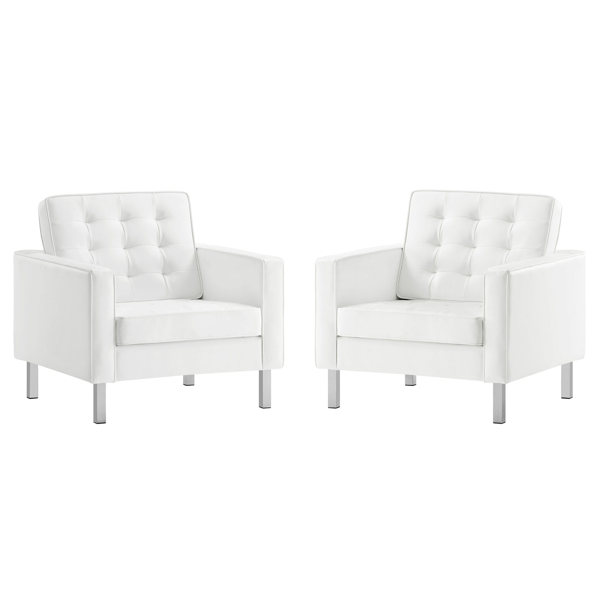 Loft Tufted Vegan Leather Armchairs - Set of 2