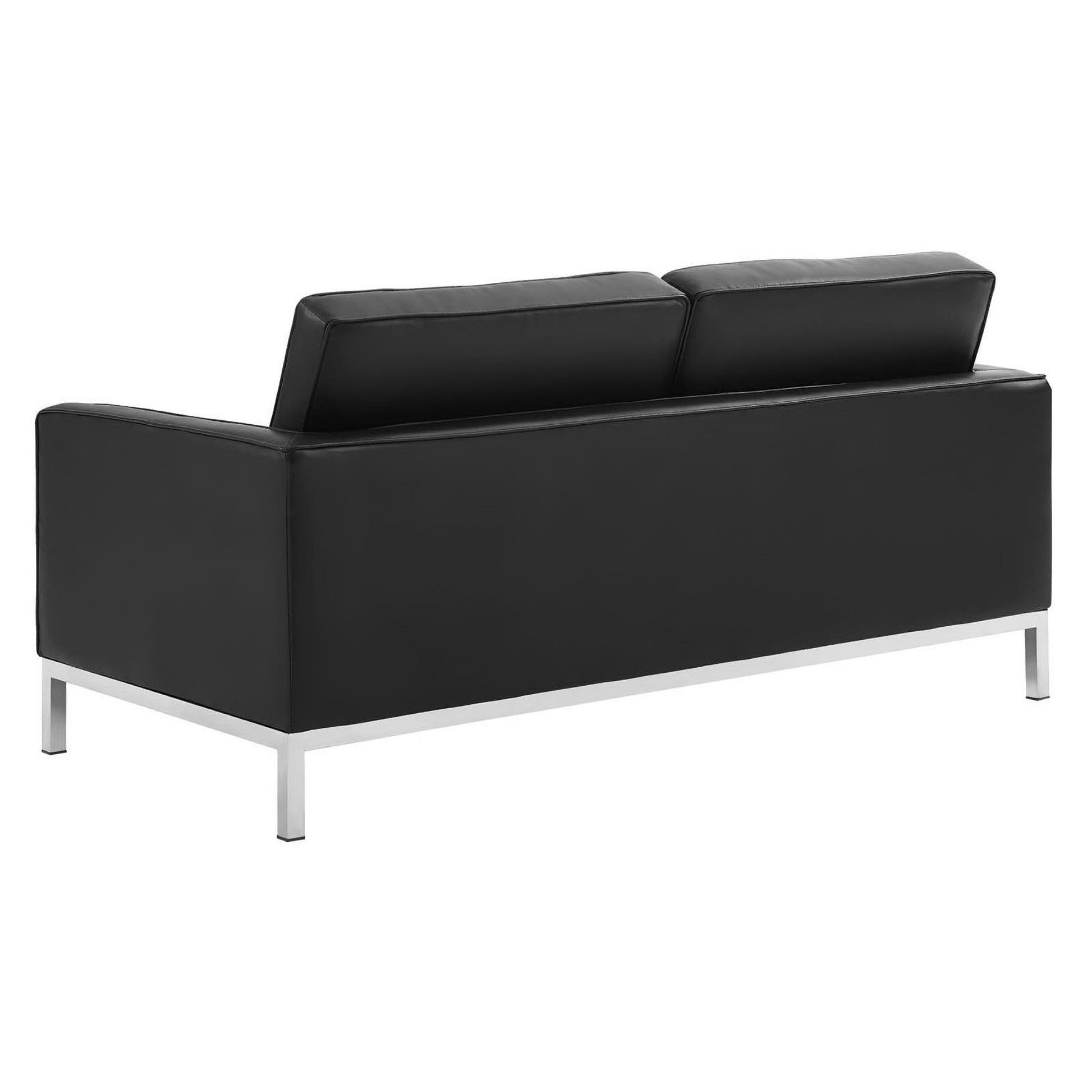 Loft Tufted Upholstered Faux Leather Loveseat and Armchair Set