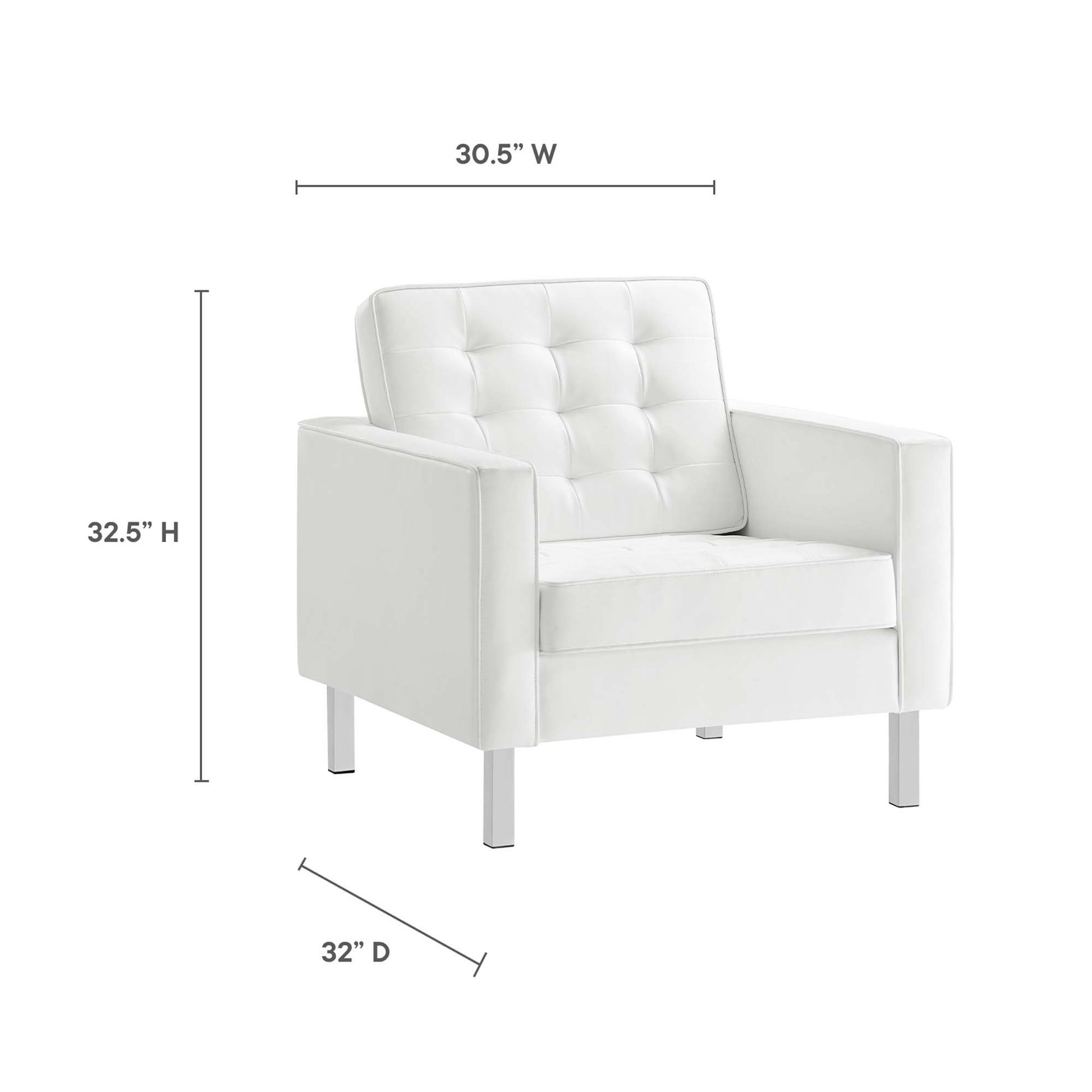 Loft Tufted Vegan Leather 3-Piece Furniture Set