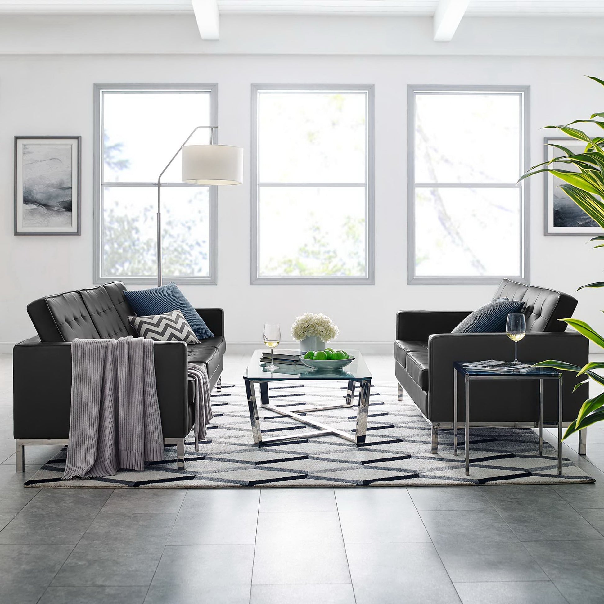 Loft 2-Piece Tufted Vegan Leather Furniture Set