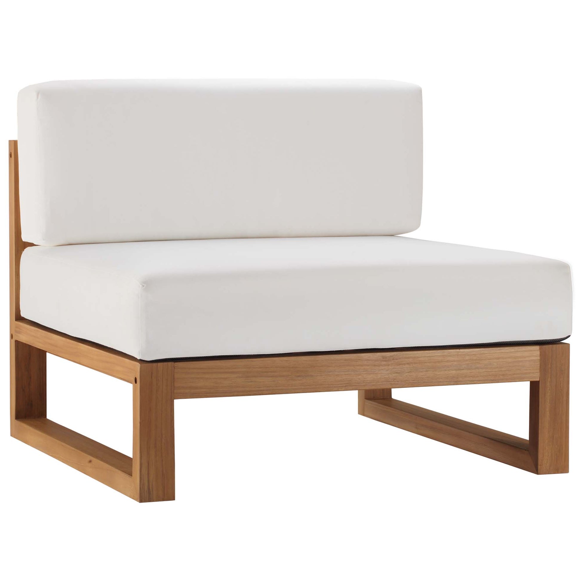 Upland Outdoor Patio Teak Wood Armless Chair - Natural White