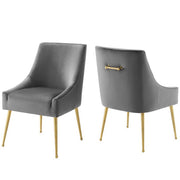 Discern Upholstered Performance Velvet Dining Chair Set of 2 - Gray
