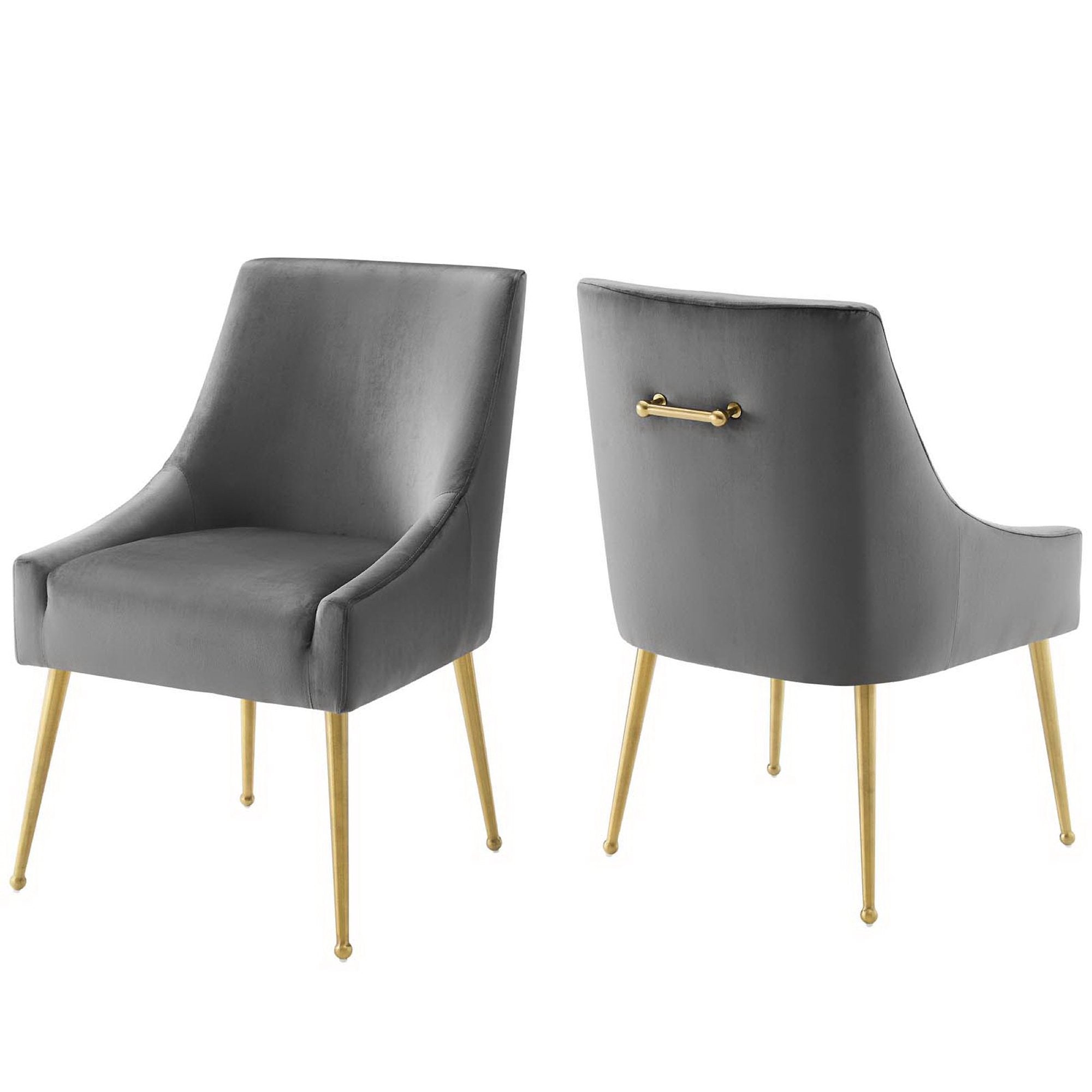 Discern Upholstered Performance Velvet Dining Chair Set of 2 - Gray