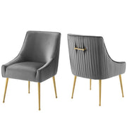 Discern Pleated Back Upholstered Performance Velvet Dining Chair Set of 2 - Gray