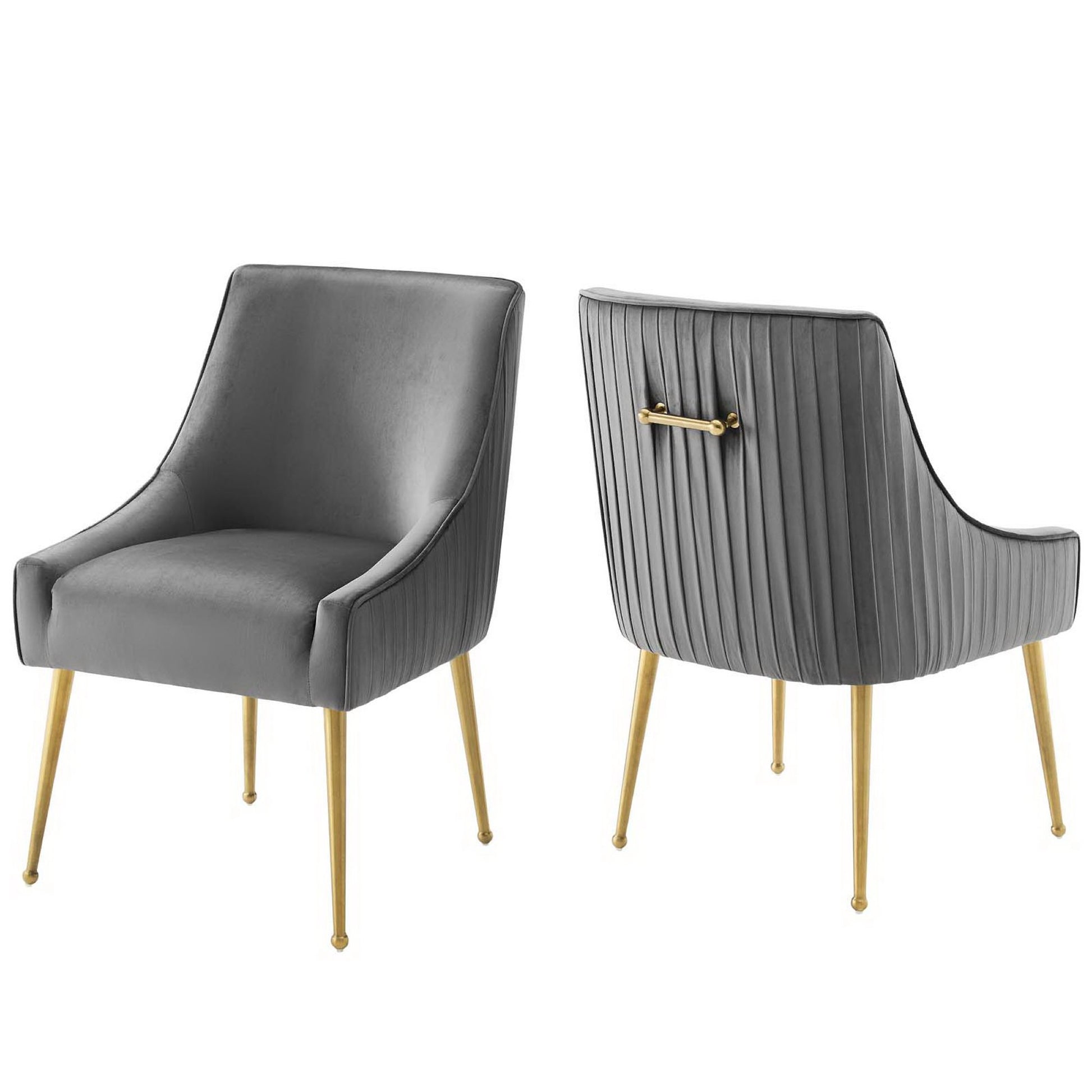 Discern Pleated Back Upholstered Performance Velvet Dining Chair Set of 2 - Gray