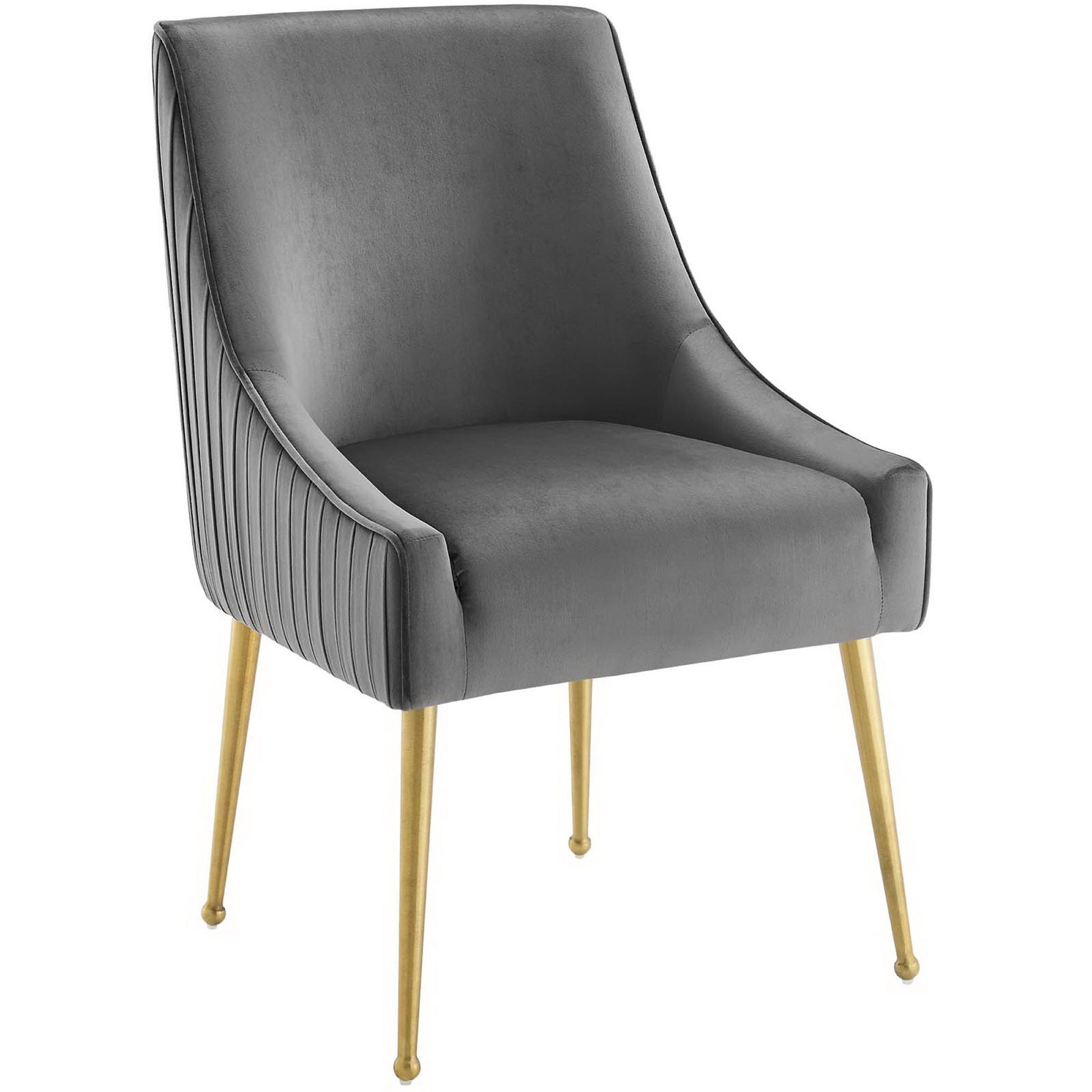 Discern Pleated Back Upholstered Performance Velvet Dining Chair Set of 2 - Light Blue