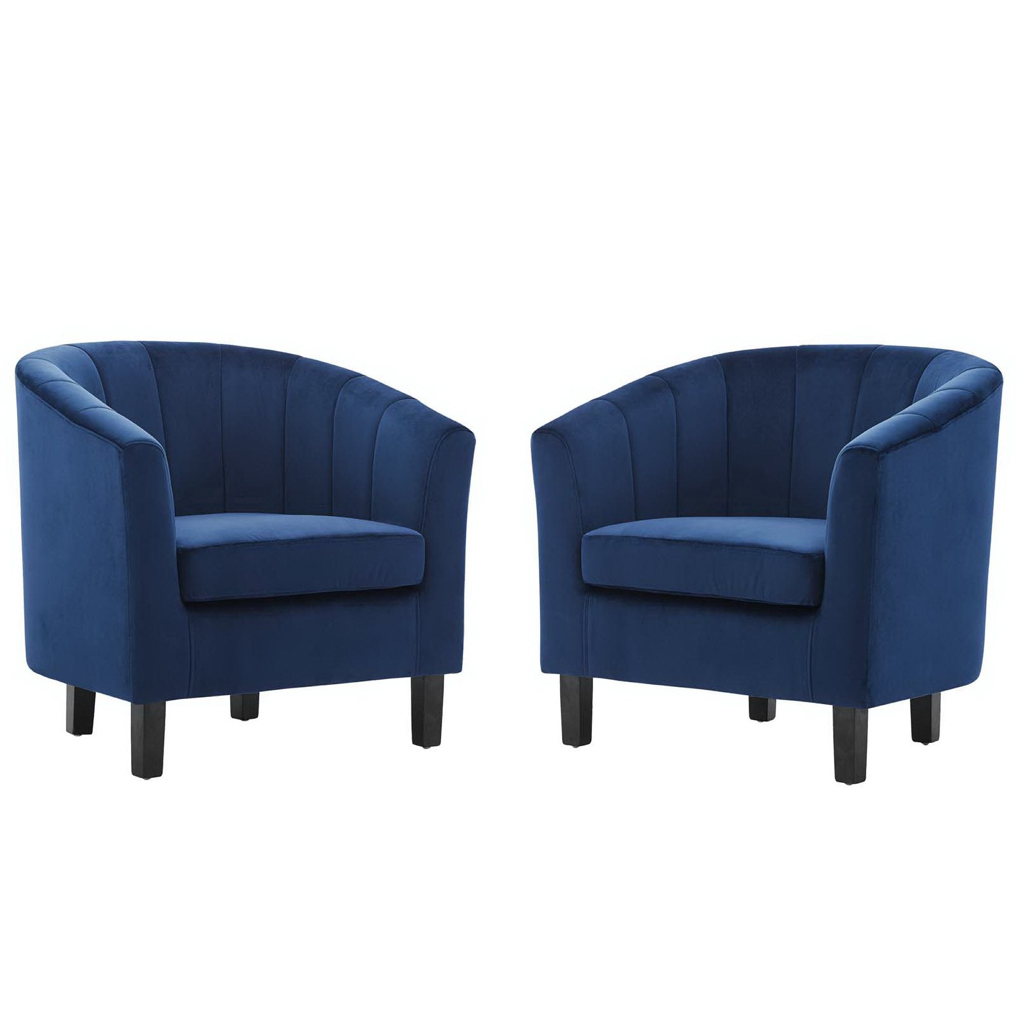 Prospect Channel Tufted Performance Velvet Armchair Set of 2 - Navy