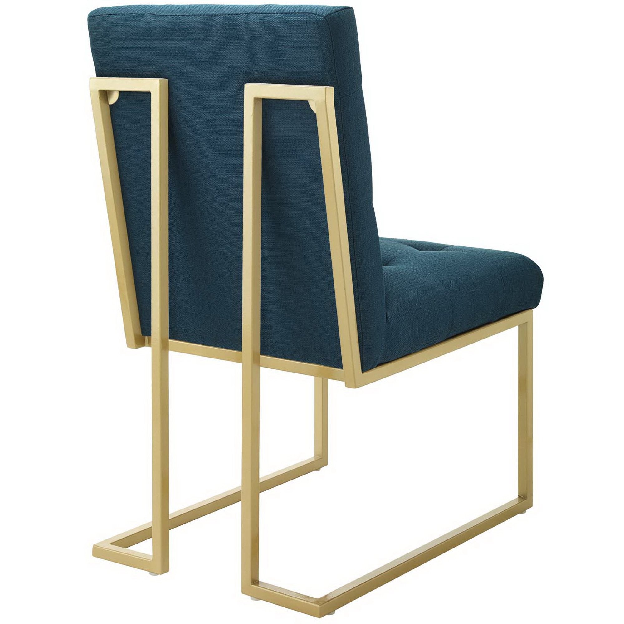 Privy Gold Stainless Steel Upholstered Fabric Dining Accent Chair Set of 2 - Gold White