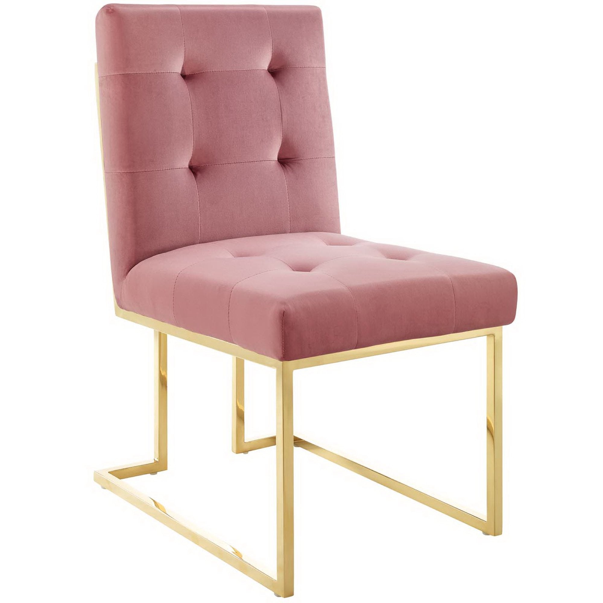 Privy Gold Stainless Steel Performance Velvet Dining Chair Set of 2 - Gold Emerald
