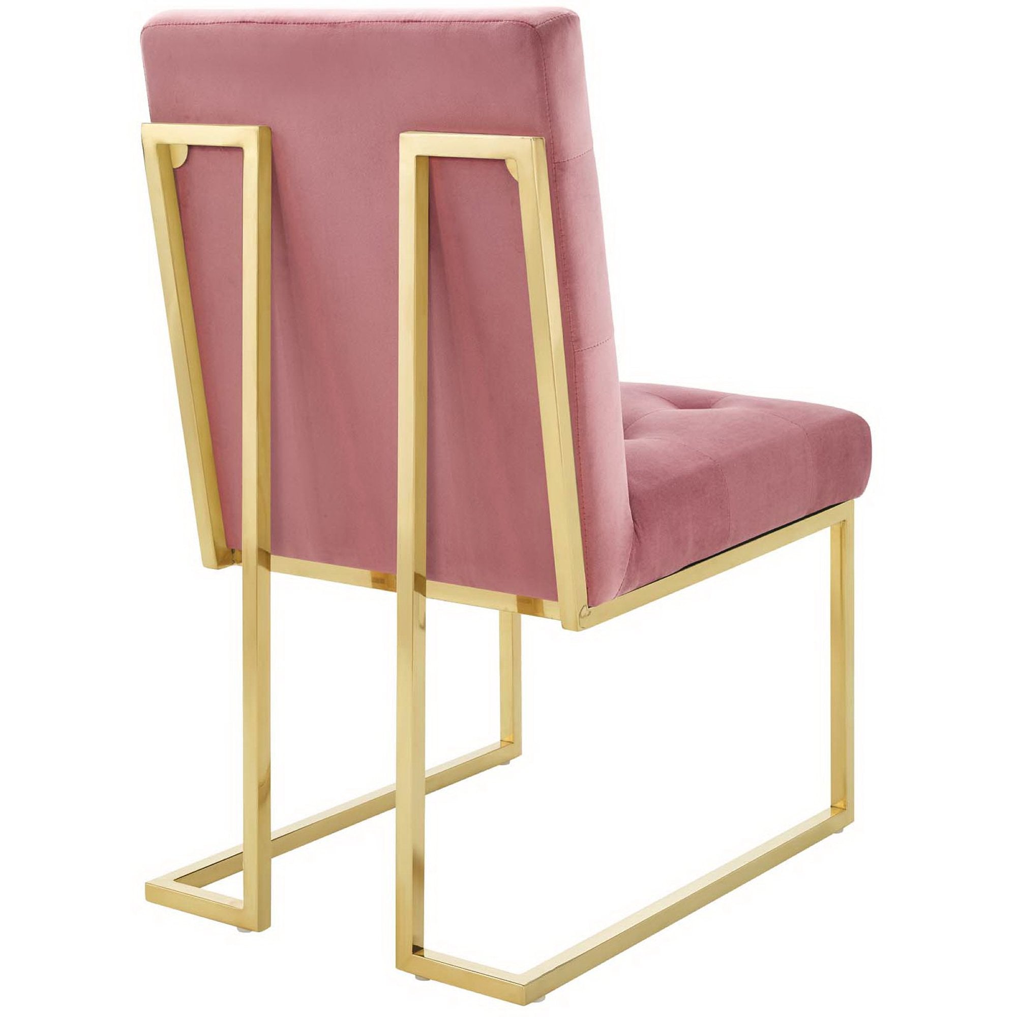 Privy Gold Stainless Steel Performance Velvet Dining Chair Set of 2 - Gold Ivory