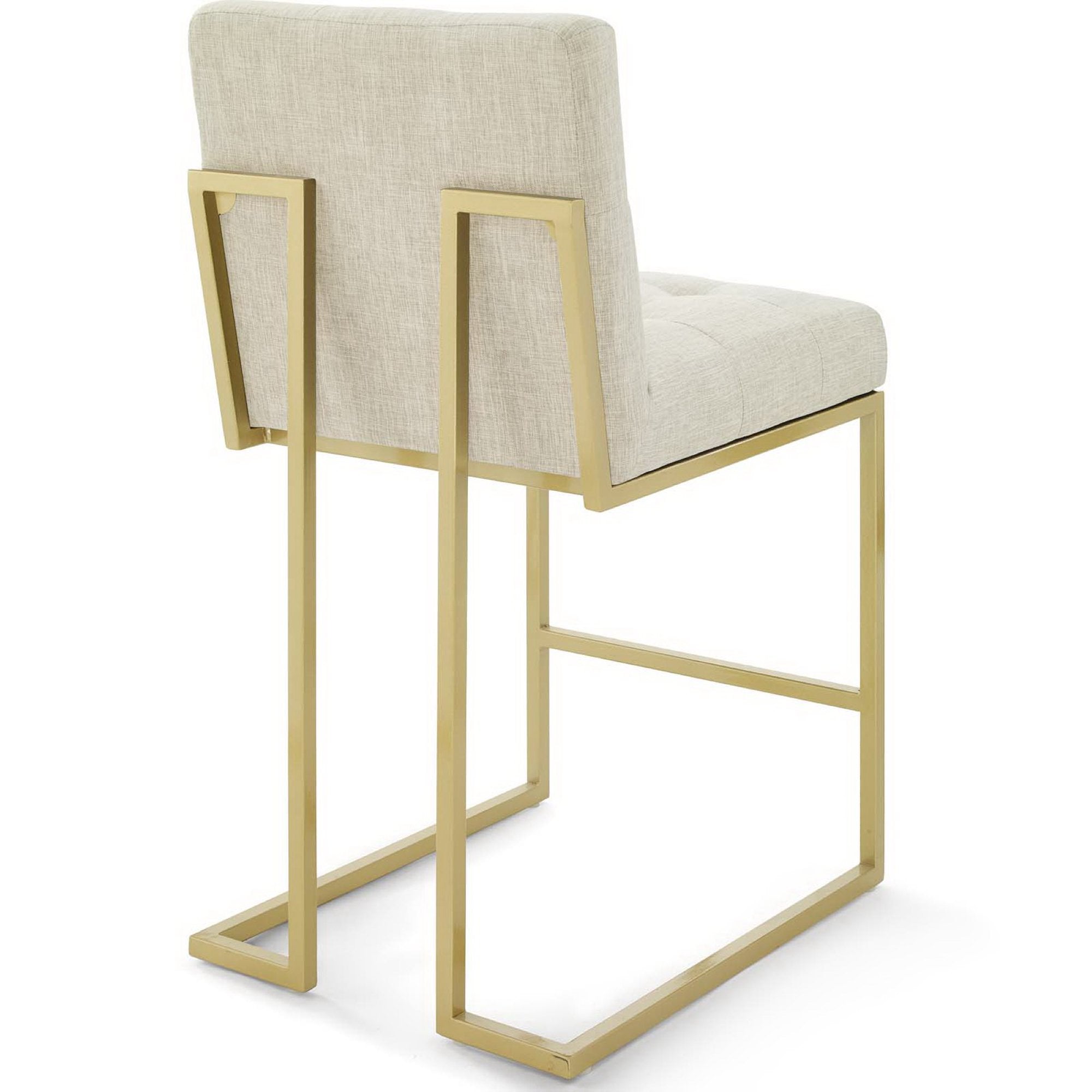 Privy Gold Stainless Steel Upholstered Fabric Counter Stool Set of 2 - Gold White