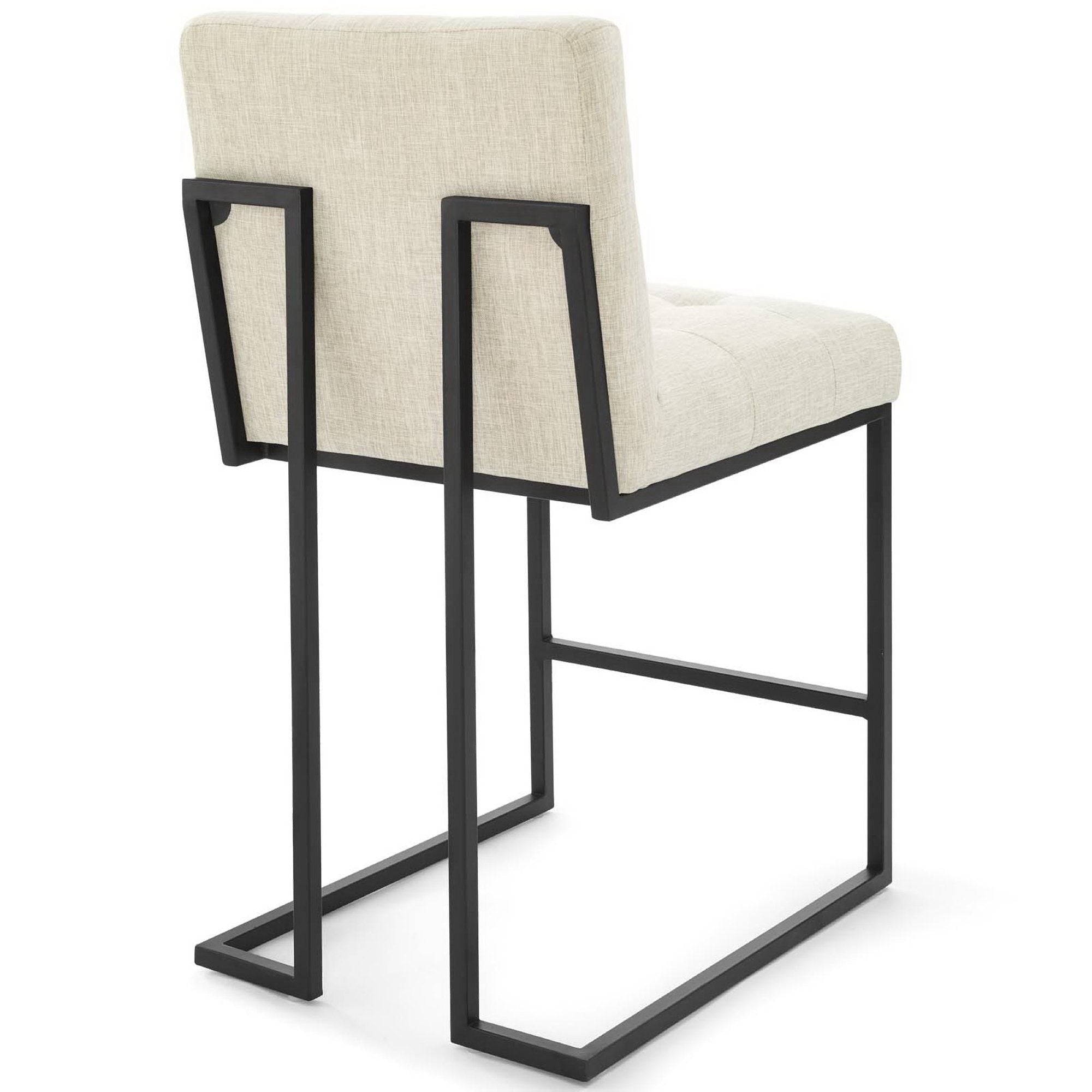 Privy Black Stainless Steel Upholstered Fabric Counter Stool Set of 2 - Black White