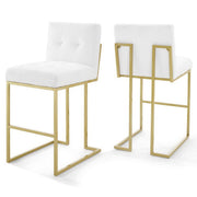 Privy Gold Stainless Steel Upholstered Fabric Bar Stool Set of 2 - Gold White