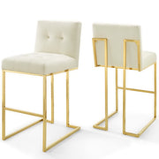 Privy Gold Stainless Steel Performance Velvet Bar Stool Set of 2 - Gold Ivory