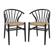 Flourish Spindle Wood Dining Side Chair Set of 2 - Black