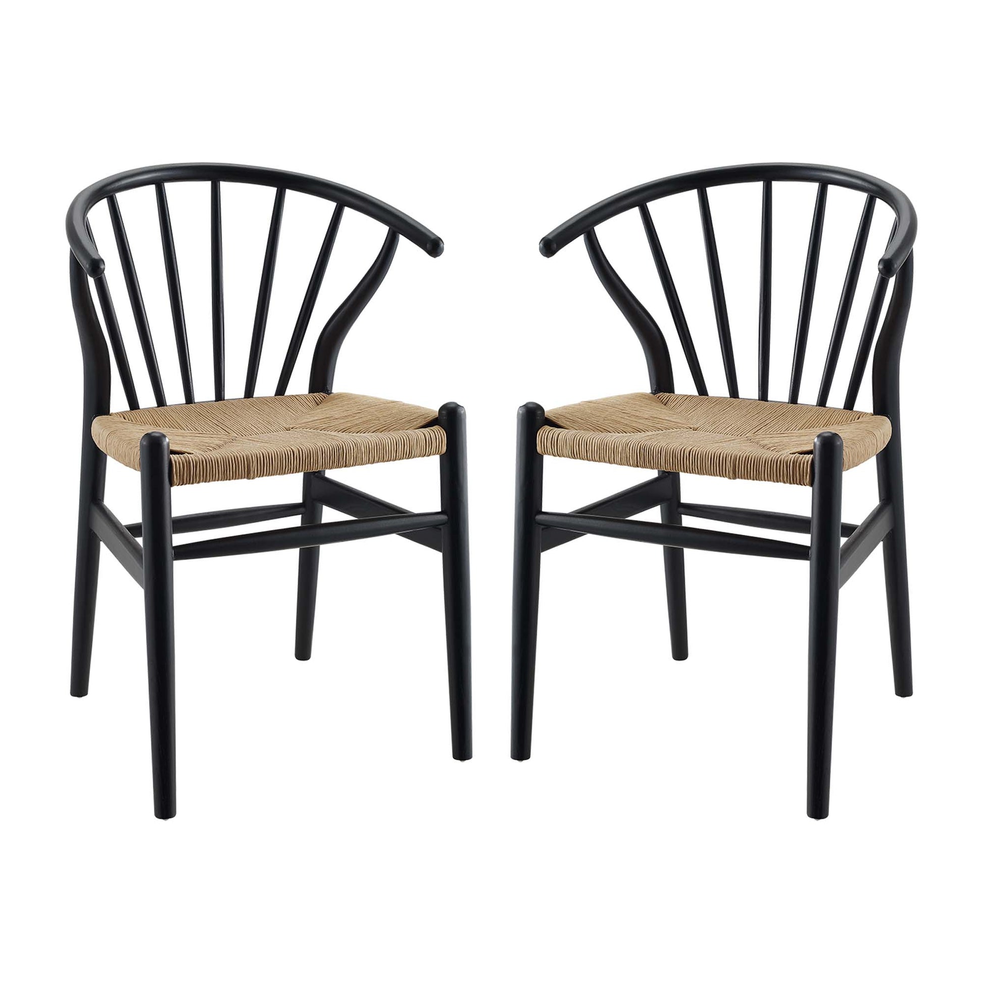 Flourish Spindle Wood Dining Side Chair Set of 2 - Black