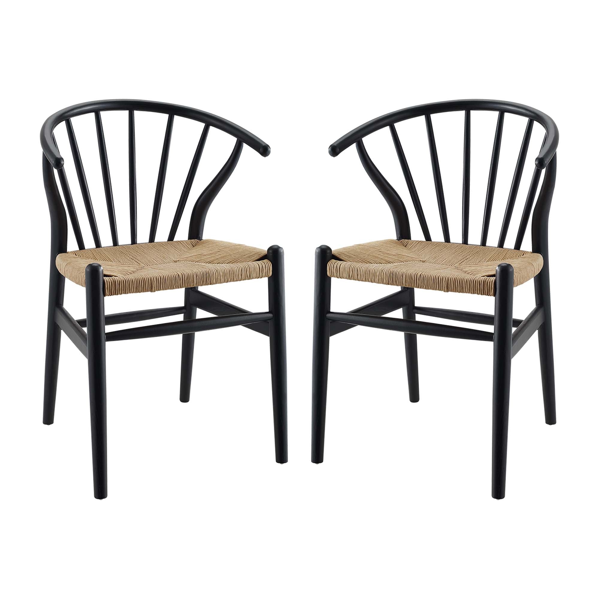 Flourish Spindle Wood Dining Side Chair Set of 2 - Black