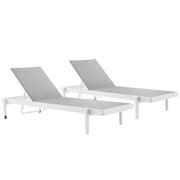 Charleston Outdoor Patio Aluminum Chaise Lounge Chair Set of 2 - White Gray