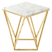 Vertex Gold Metal Stainless Steel End Table - Gold White