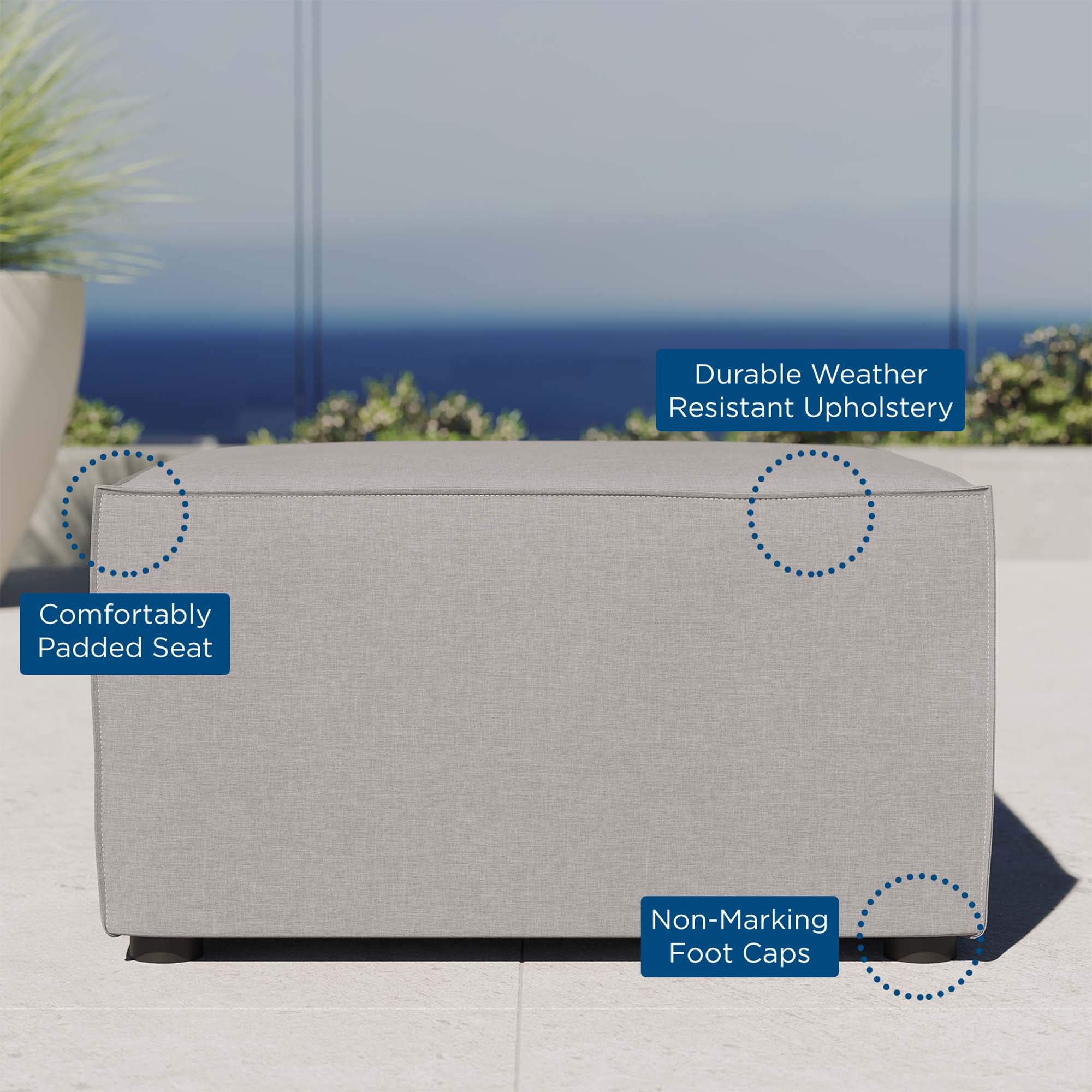 Saybrook Outdoor Patio Upholstered Sectional Sofa Ottoman - Navy