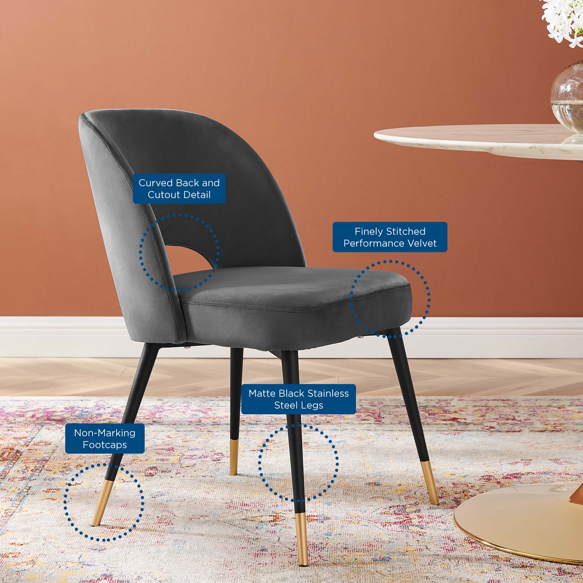 Rouse Performance Velvet Dining Side Chair - Emerald