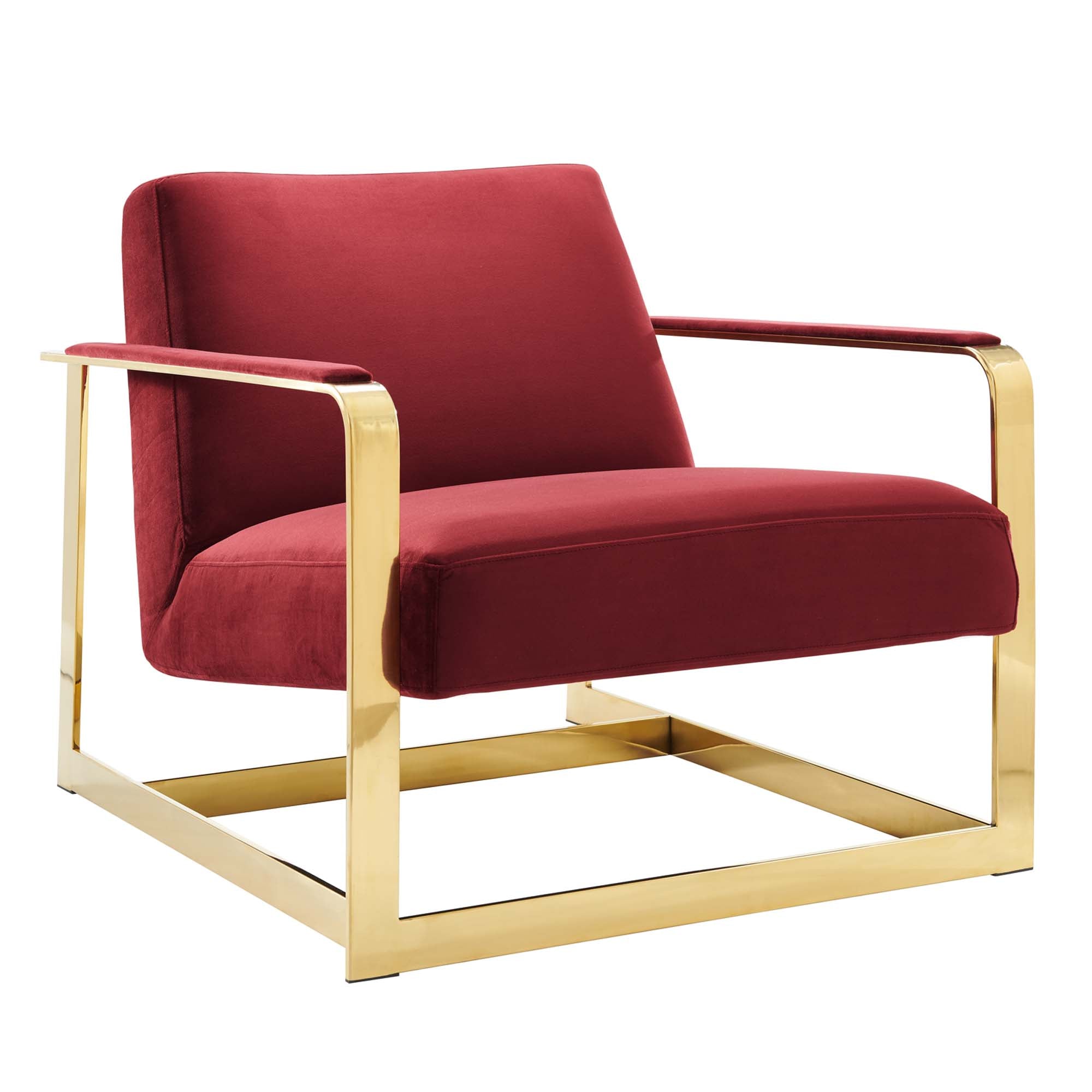 Seg Performance Velvet Accent Chair - Gold Maroon