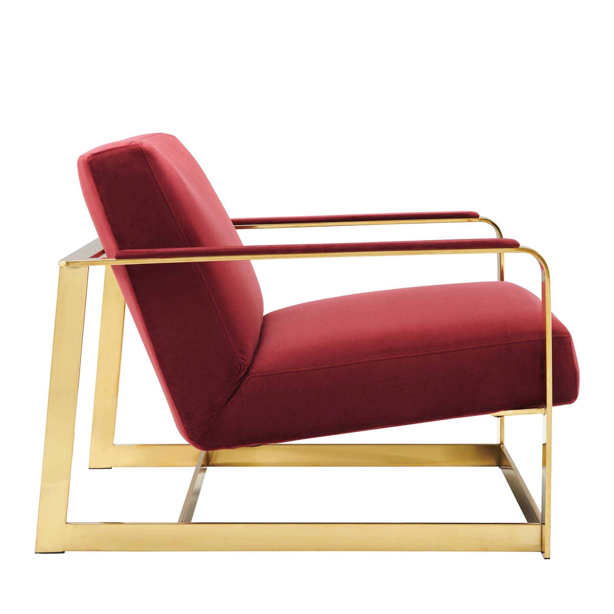 Seg Performance Velvet Accent Chair - Gold Navy