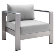 Shore Sunbrella® Fabric Aluminum Outdoor Patio Armchair - Silver Gray