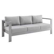 Shore Sunbrella® Fabric Aluminum Outdoor Patio Sofa - Silver Gray
