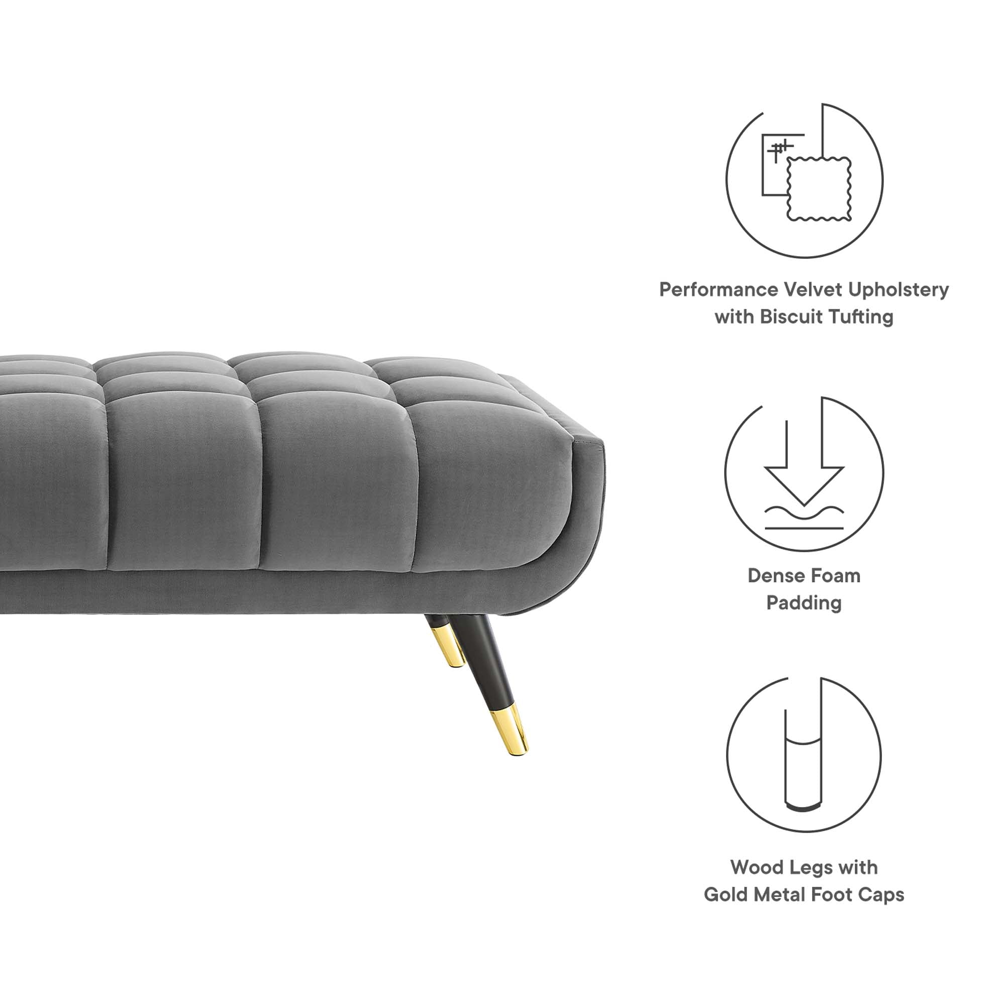 Adept 60" Performance Velvet Bench - Ivory