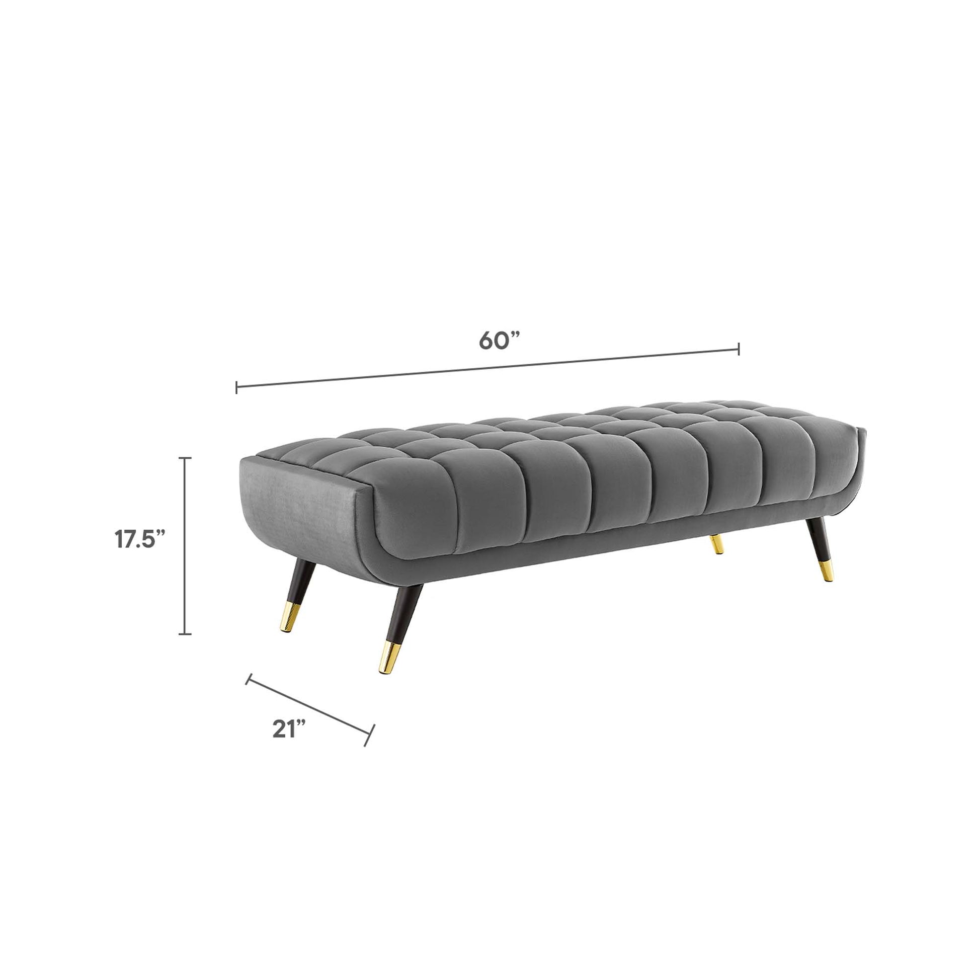 Adept 60" Performance Velvet Bench - Midnight Blue