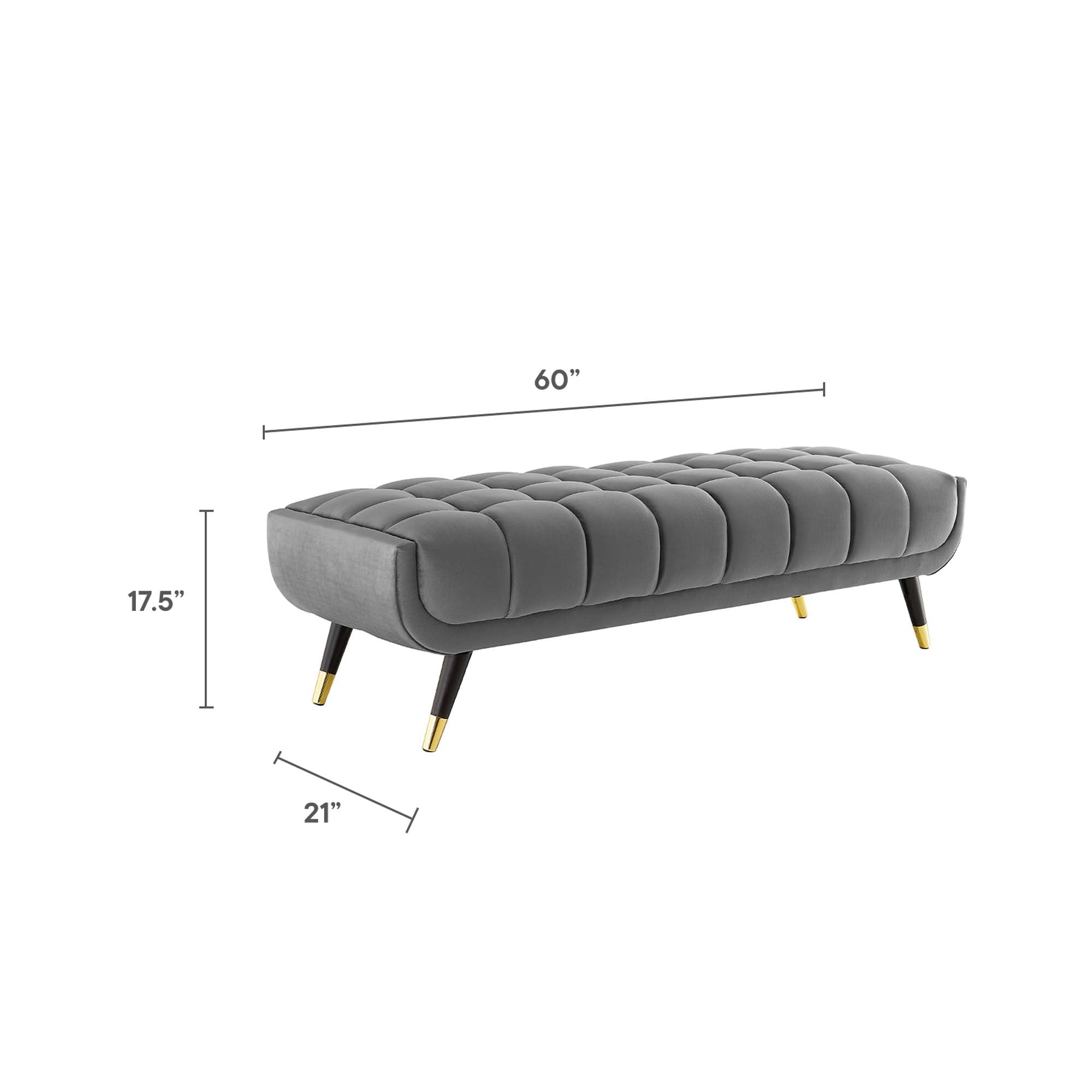 Adept 60" Performance Velvet Bench - Midnight Blue