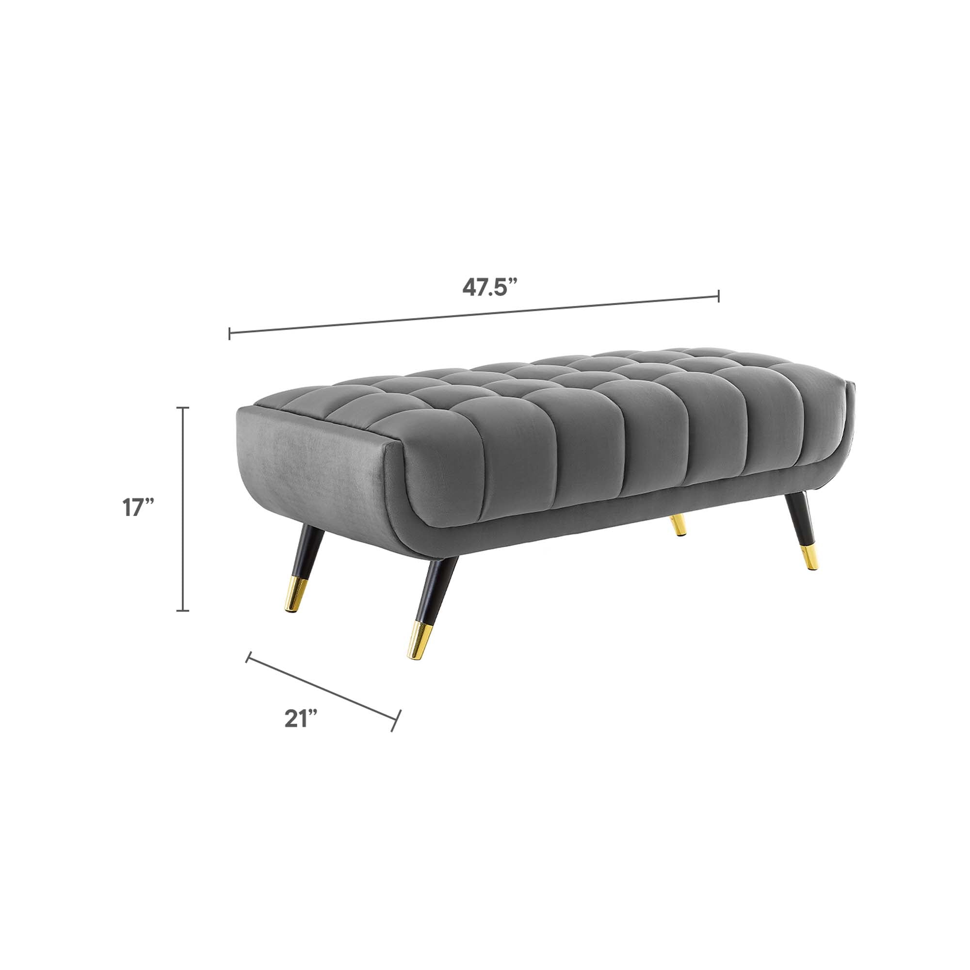 Adept 47.5" Performance Velvet Bench - Midnight Blue