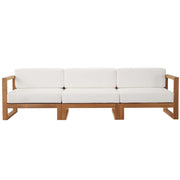 Upland Outdoor Patio Teak Wood 3-Piece Sectional Sofa Set - Natural White