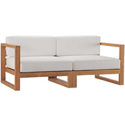Upland Outdoor Patio Teak Wood 2-Piece Sectional Sofa Loveseat - Natural White