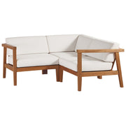 Bayport Outdoor Patio Teak Wood 3-Piece Sectional Sofa Set - Natural White