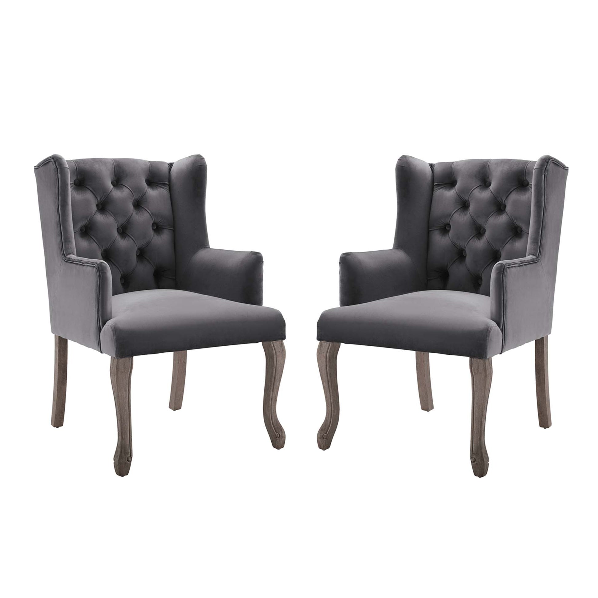 Realm Armchair Performance Velvet Set of 2 - Gray