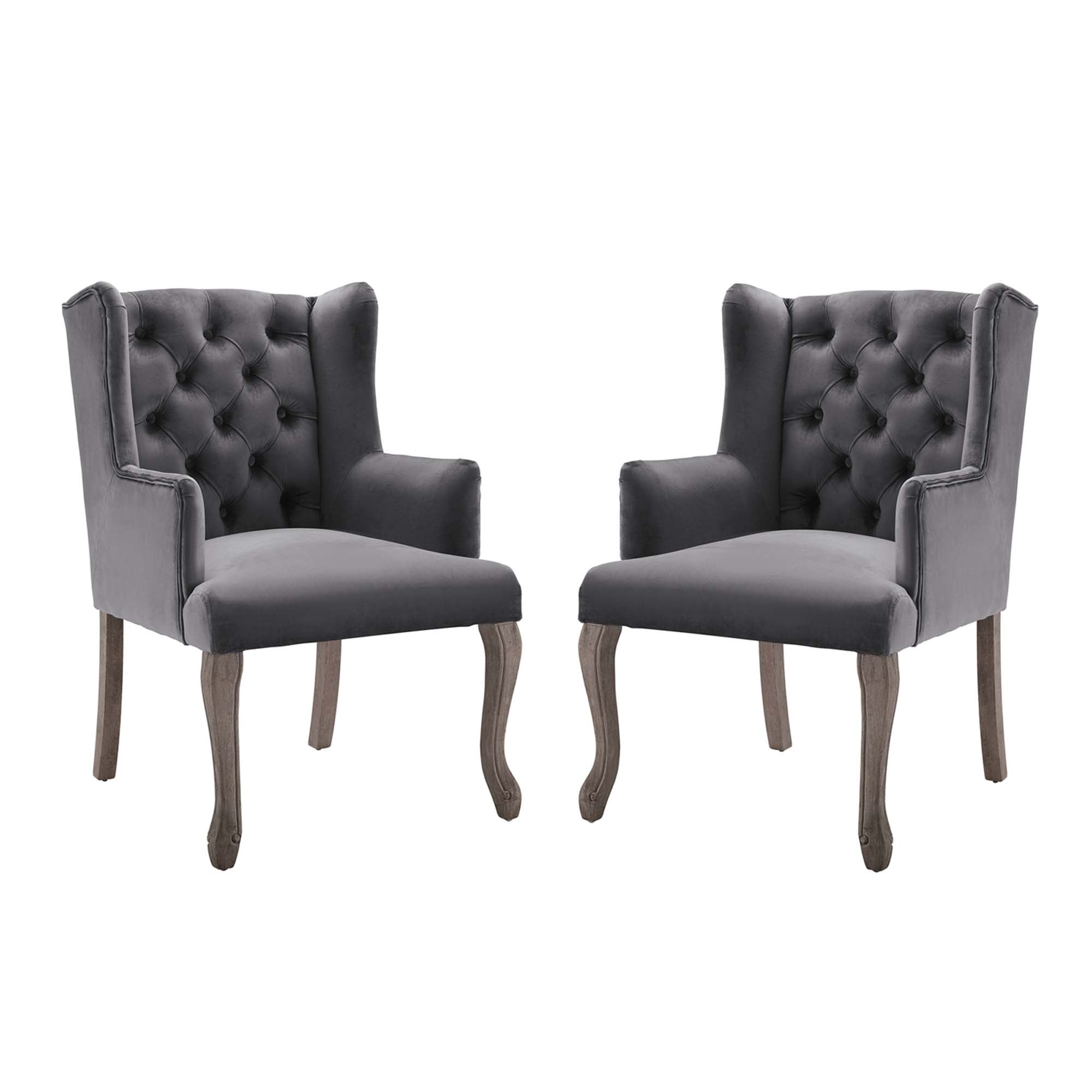 Realm Armchair Performance Velvet Set of 2 - Gray