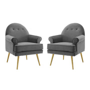 Revive Armchair Performance Velvet Set of 2 - Gray