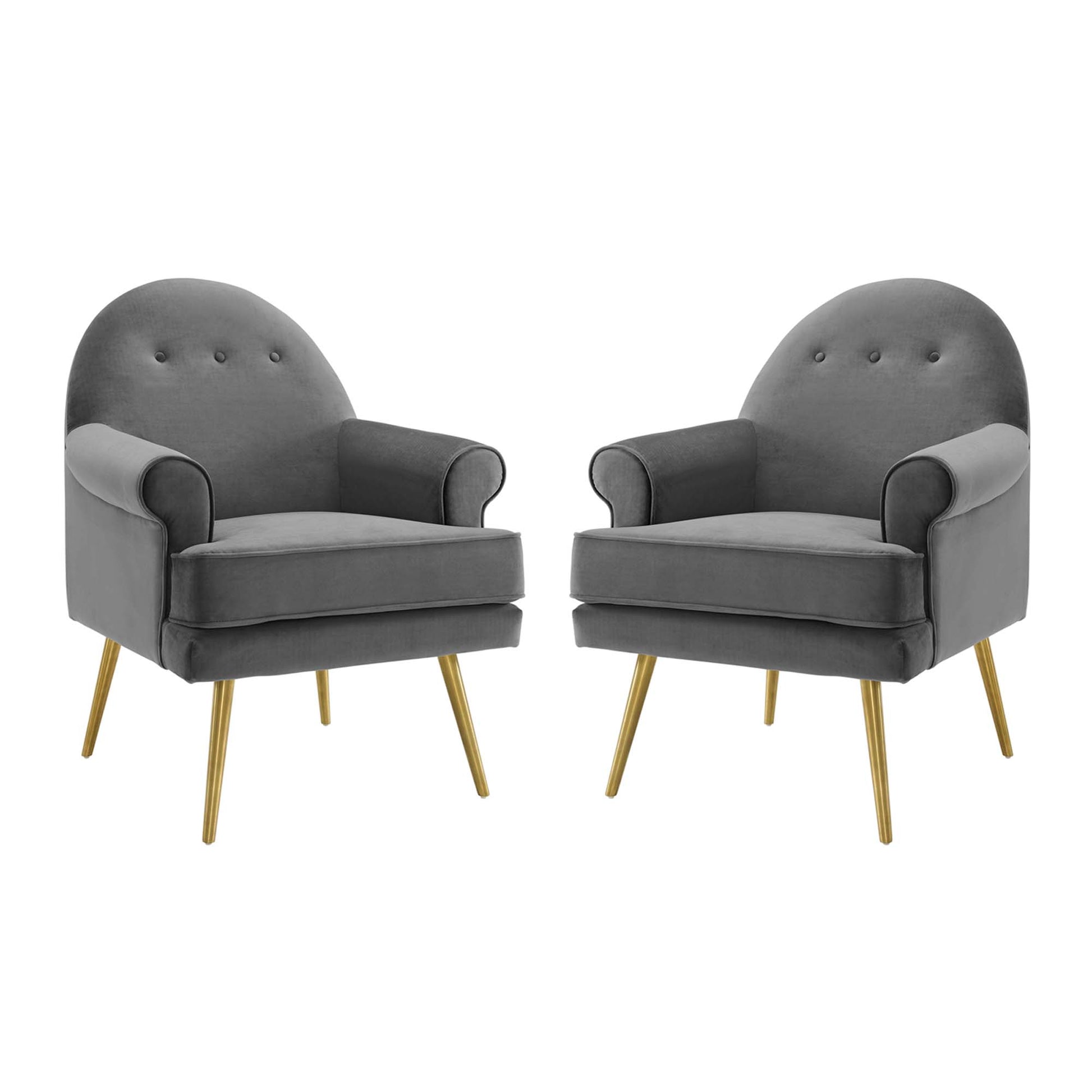 Revive Armchair Performance Velvet Set of 2 - Gray